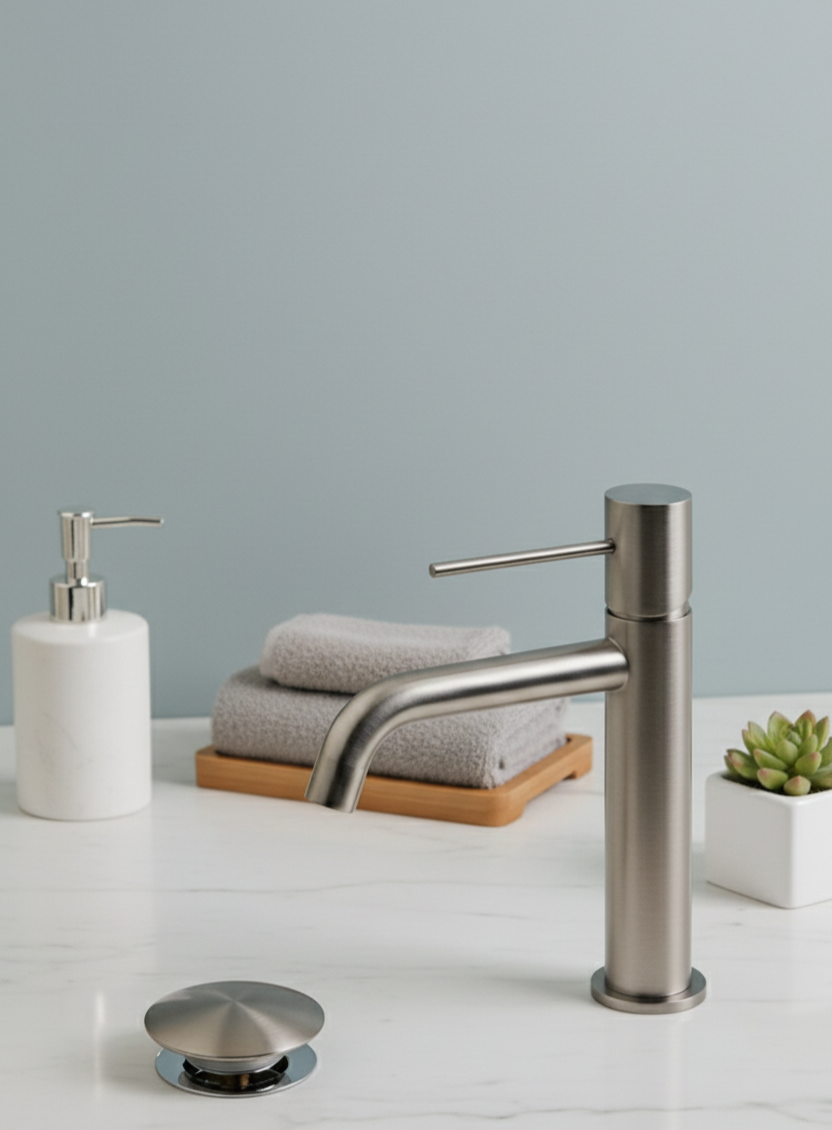 Evora - Brass Basin Tap & Click-Clack Waste Set