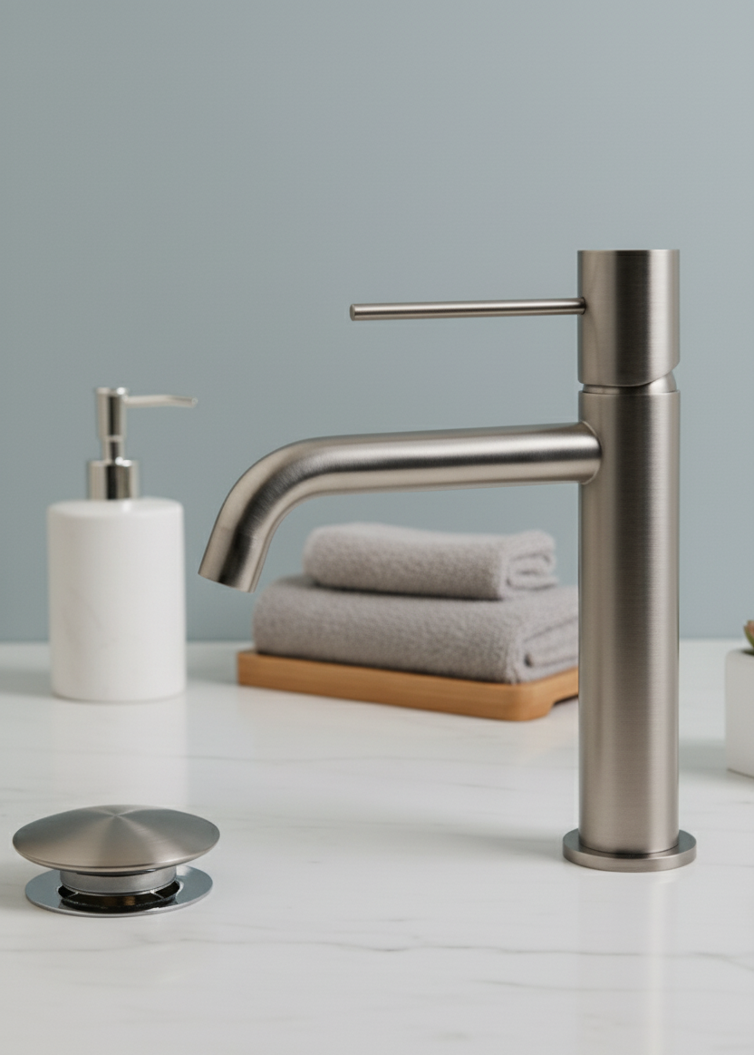 Evora - Brass Basin Tap & Click-Clack Waste Set