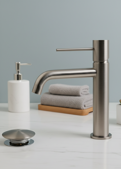 Evora - Brass Basin Tap & Click-Clack Waste Set